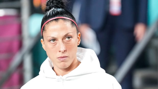 Spain midfielder Jennifer Hermoso pictured shortly before the 2023 Women's World Cup final
